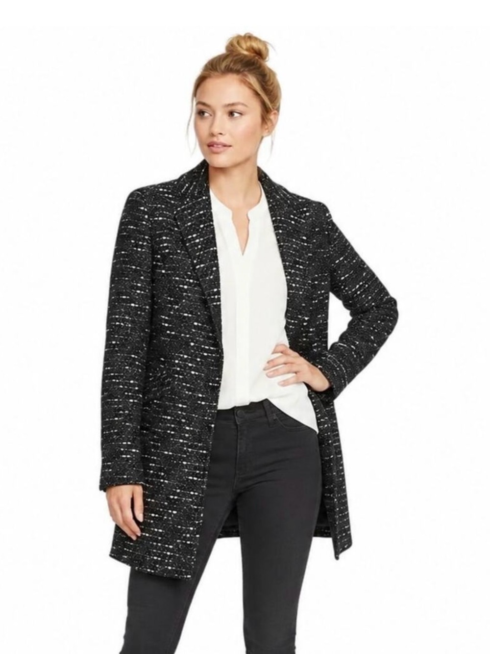 Kenneth Cole New York Black & White Tweed Blazer